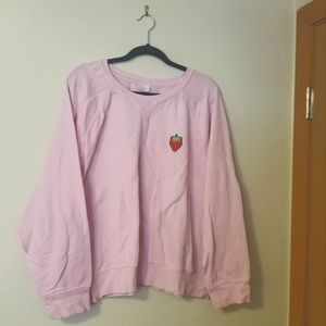 Abound 2X Strawberry patch pink crew neck sweatshirt